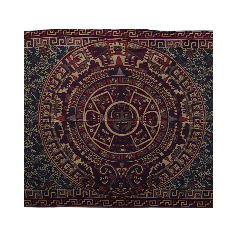 Aztec calendar shawl (Rebozo) in TEAL color - Image 2